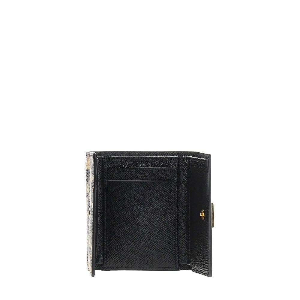 leopard-print leather french flap wallet