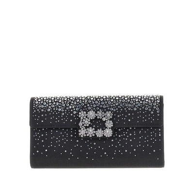 efflorescence satin pouch with rhinestones