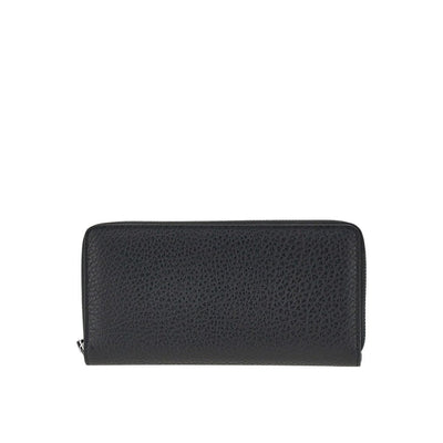 grained leather zip-around wallet