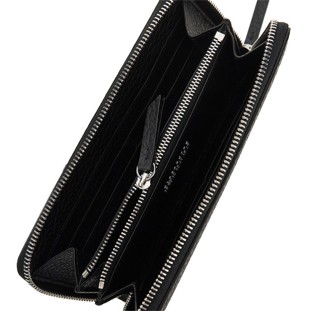 grained leather zip-around wallet