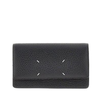 four stitches leather clutch with chain