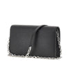 four stitches leather clutch with chain