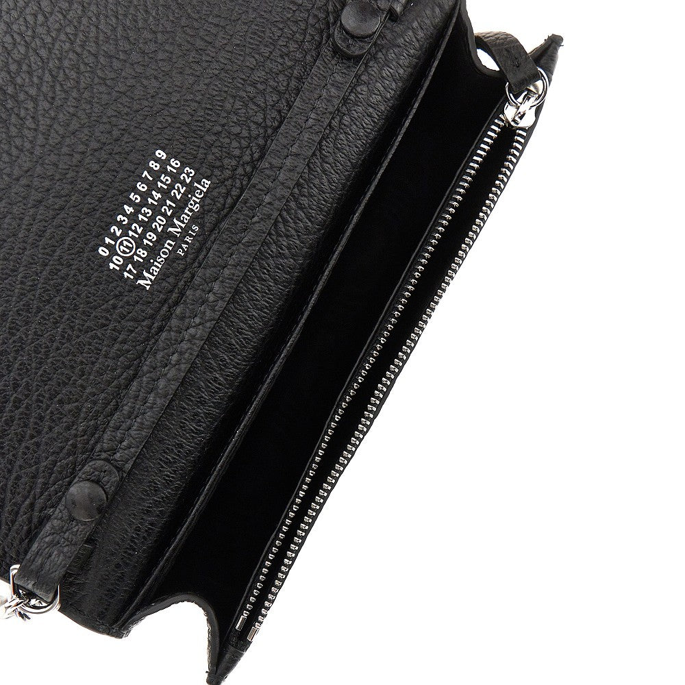 four stitches leather clutch with chain