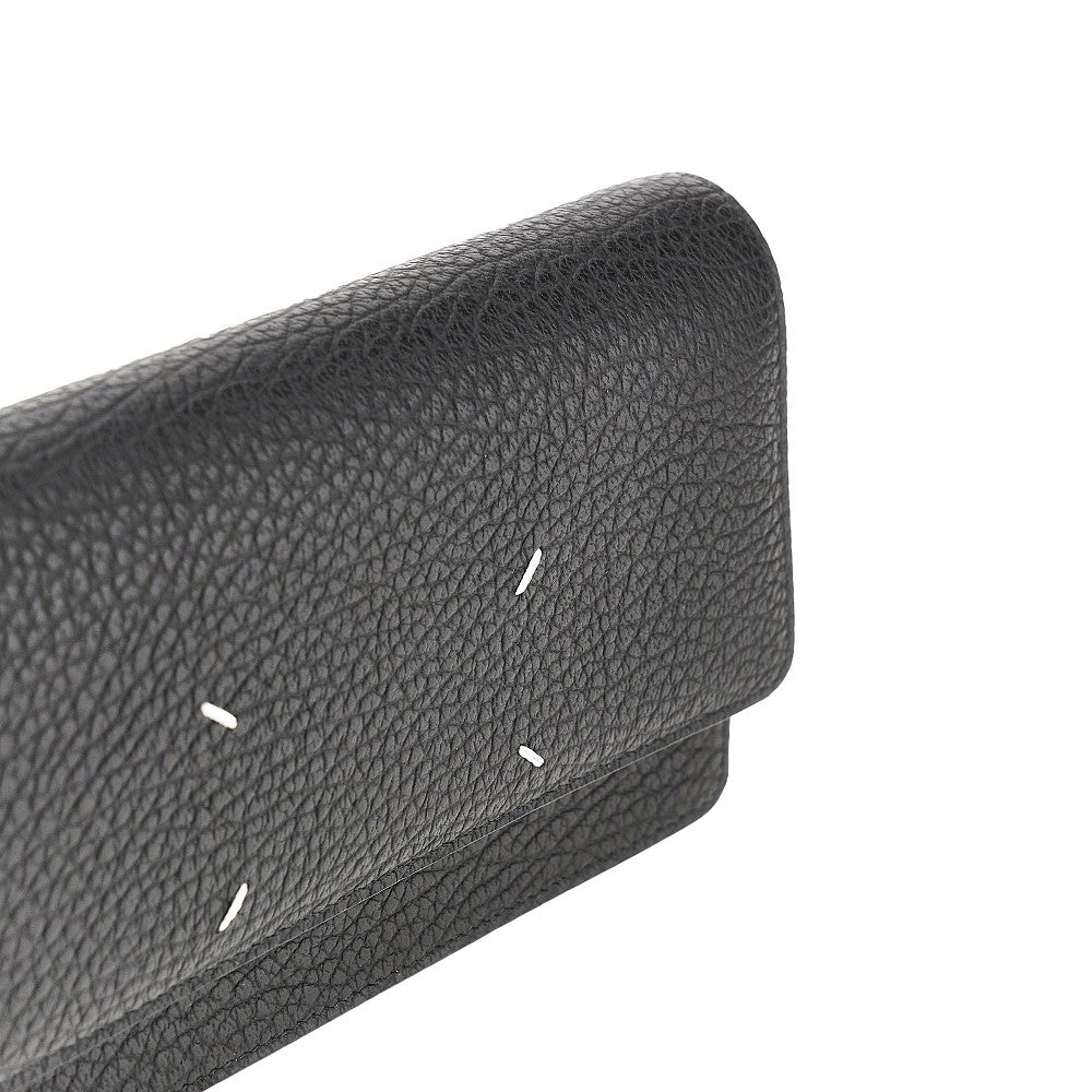 four stitches leather clutch with chain