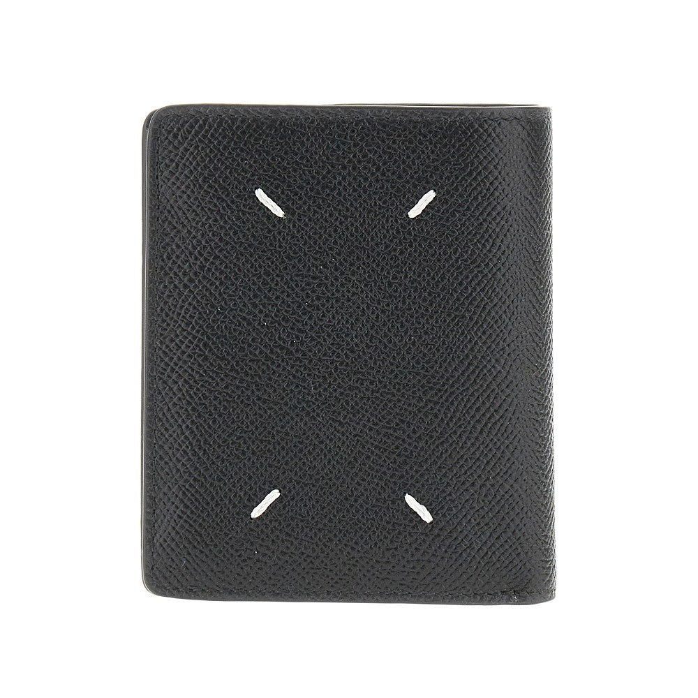 four stitches leather bi-fold wallet