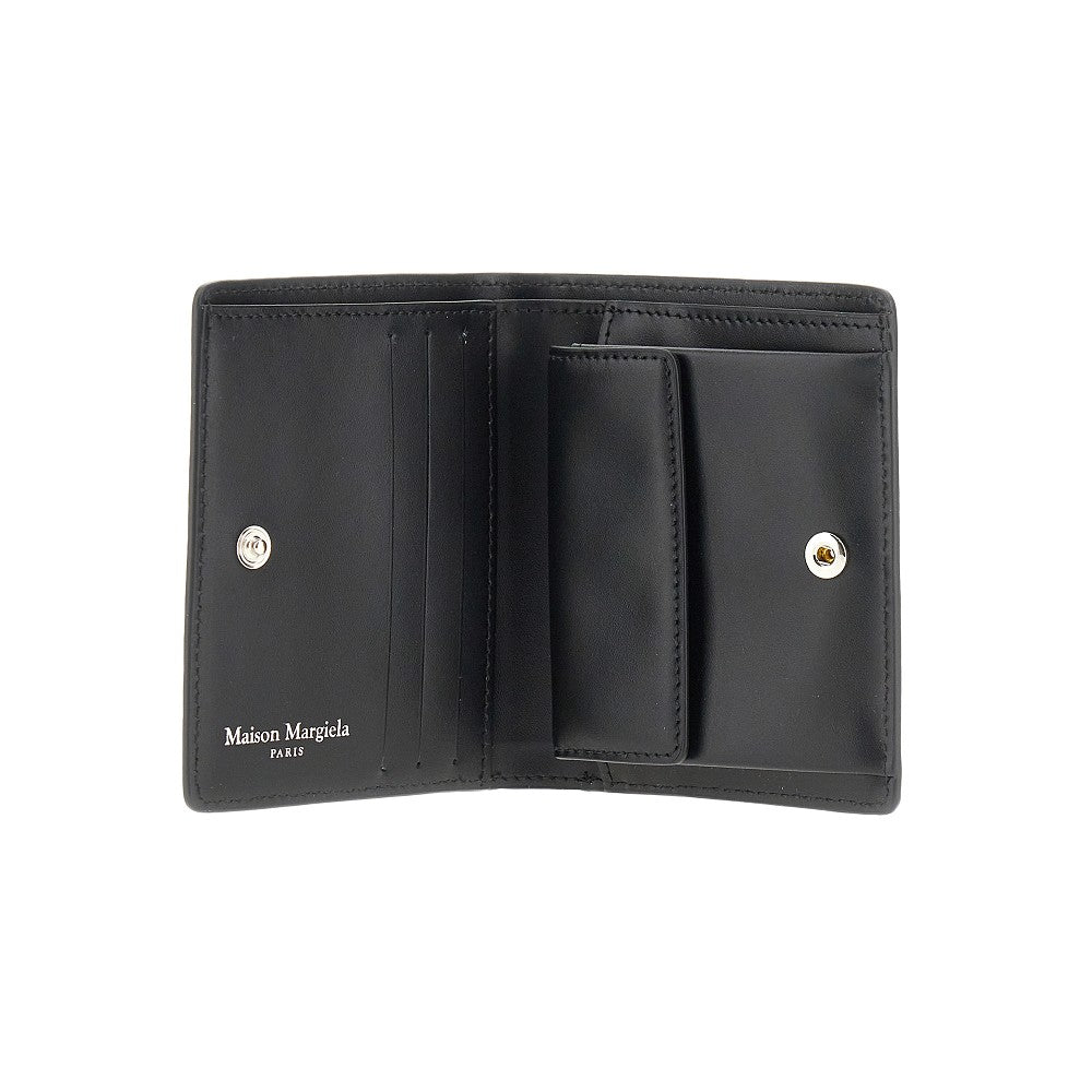four stitches leather bi-fold wallet