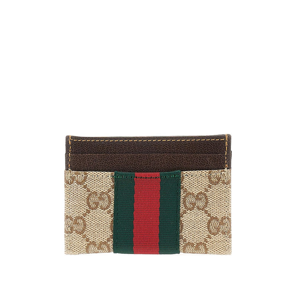 GUCCI OS gg fabric card holder with web ribbon