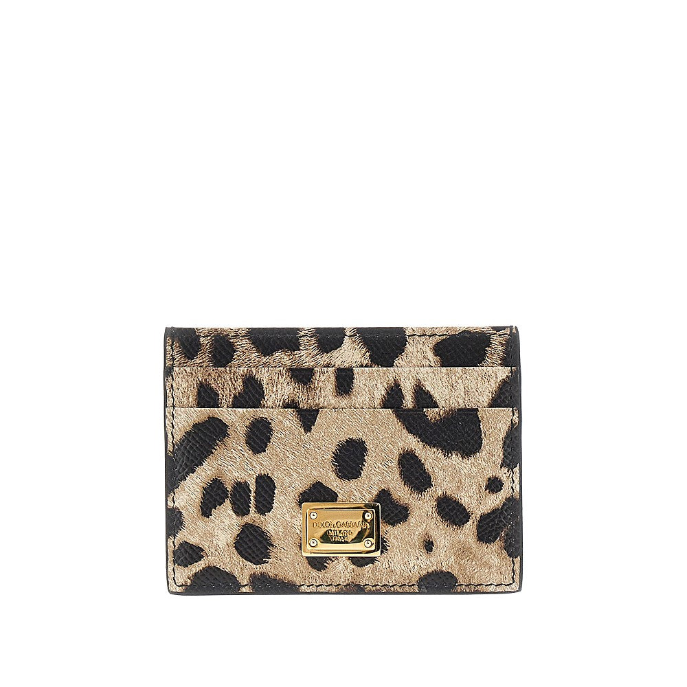 leopard-print leather cardholder