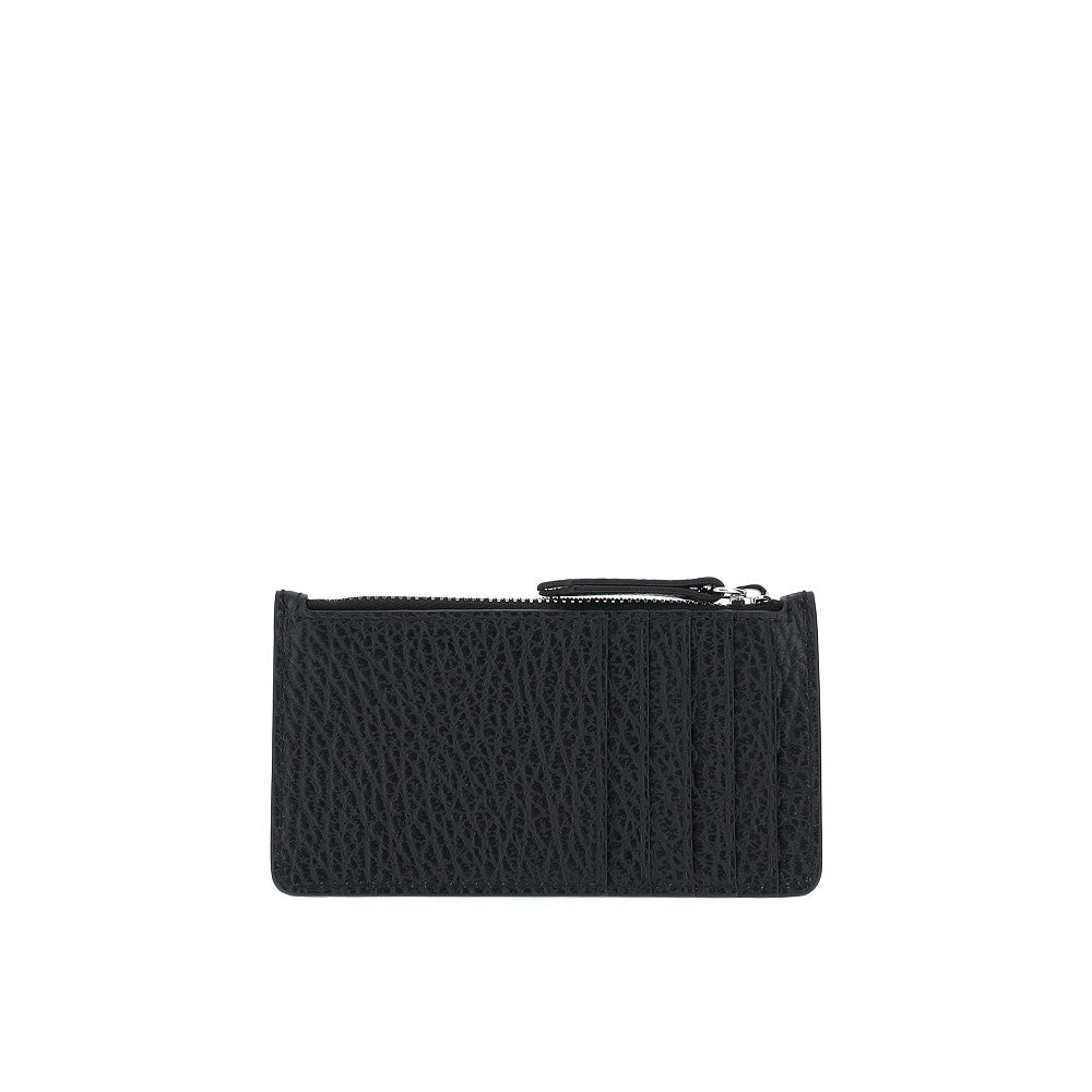 grained leather zippered cardholder