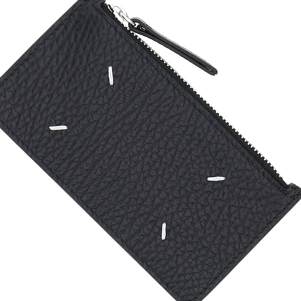 grained leather zippered cardholder