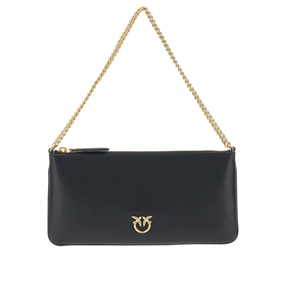 leather flat pouch with chain