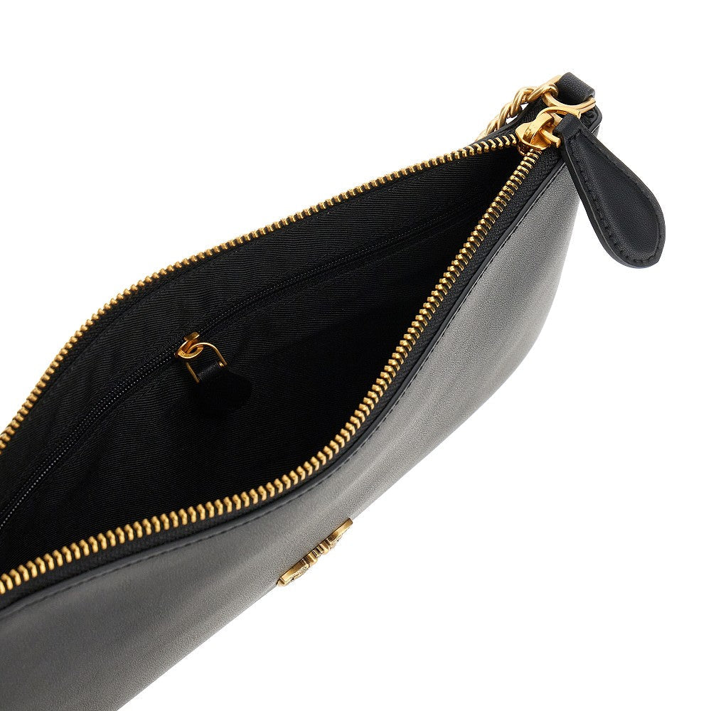 leather flat pouch with chain