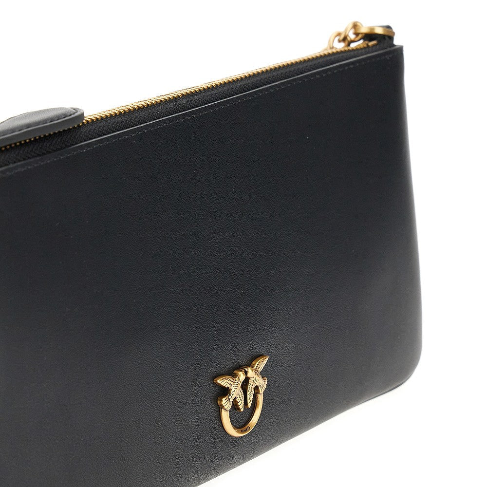 leather flat pouch with chain