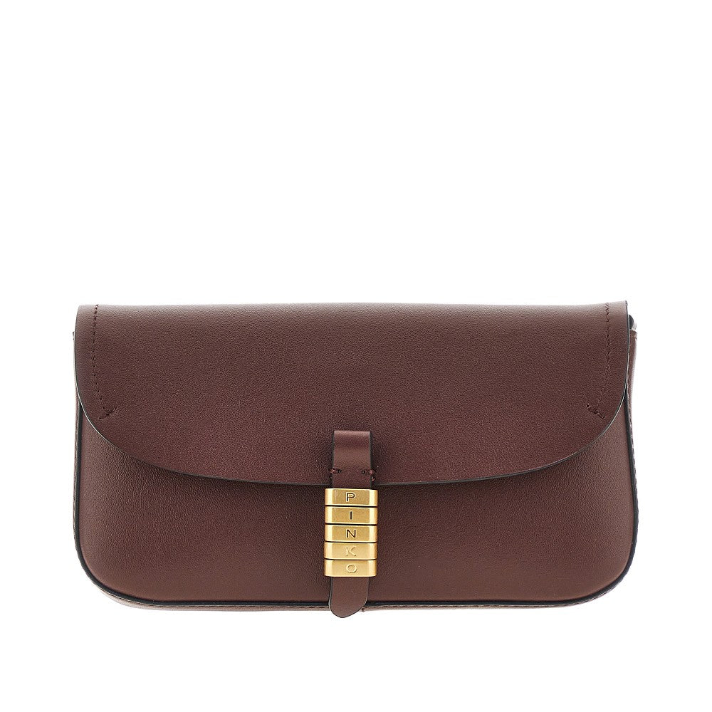 PINKO OS saddle flat leather pouch