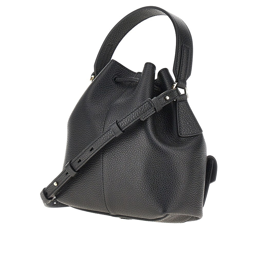 grained leather multipocket bucket bag
