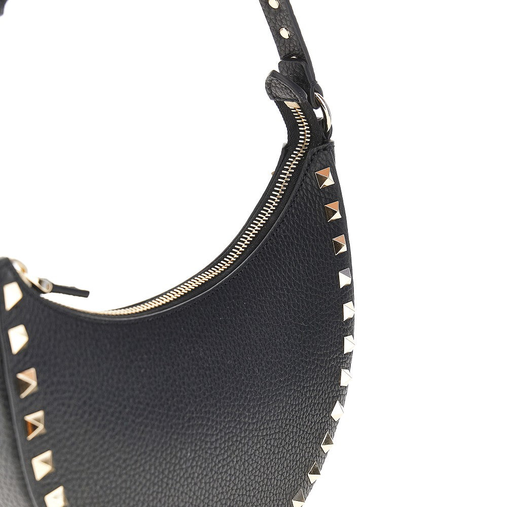 grain leather mini rockstud hobo bag