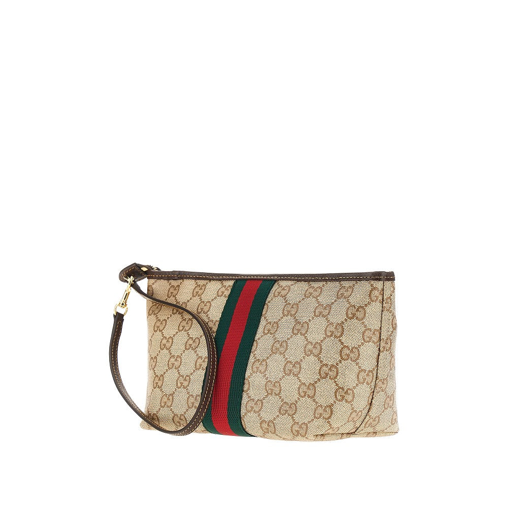gg fabric small pouch with web ribbon