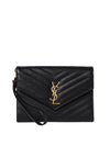 Cassandre Envelope Flap Leather Wristlet Pouch
