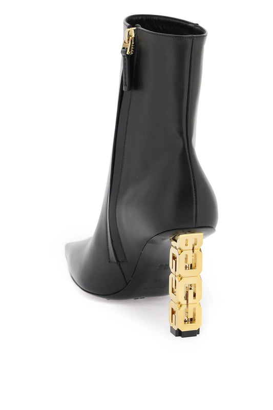 G Cube Heel Leather Ankle Boots