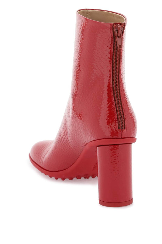 Strawberry-effect Leather Atomic Ankle Boots