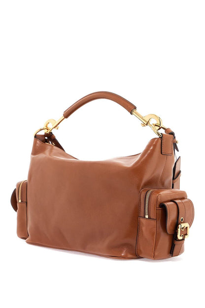 Structured Brown Clay Calfskin Crossbody With Golden Details Bag