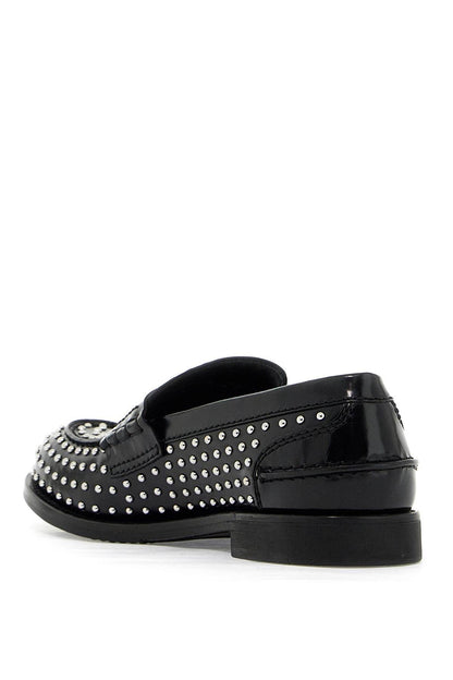 Studded Brushed Leather Penny Loafers