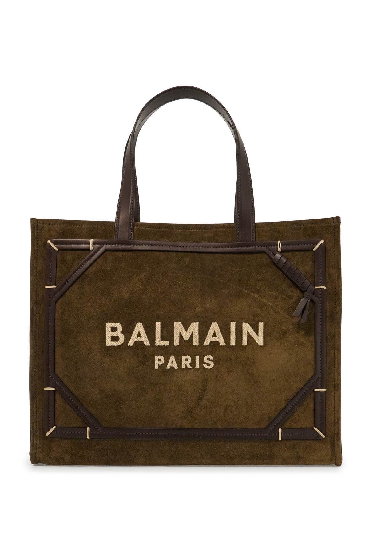 Balmain B-Army 42 Medium Suede Tote