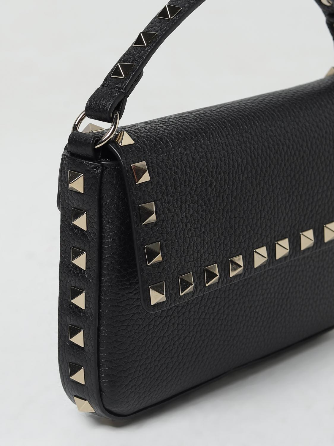 Rockstud 迷你袋装黑色皮革单肩包