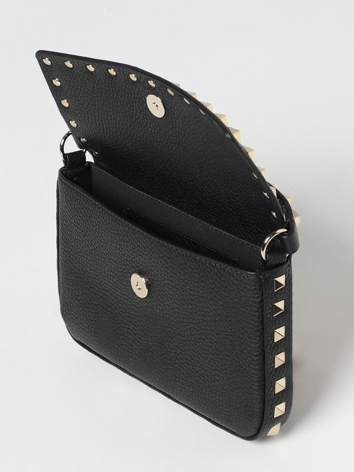 Rockstud 迷你袋装黑色皮革单肩包
