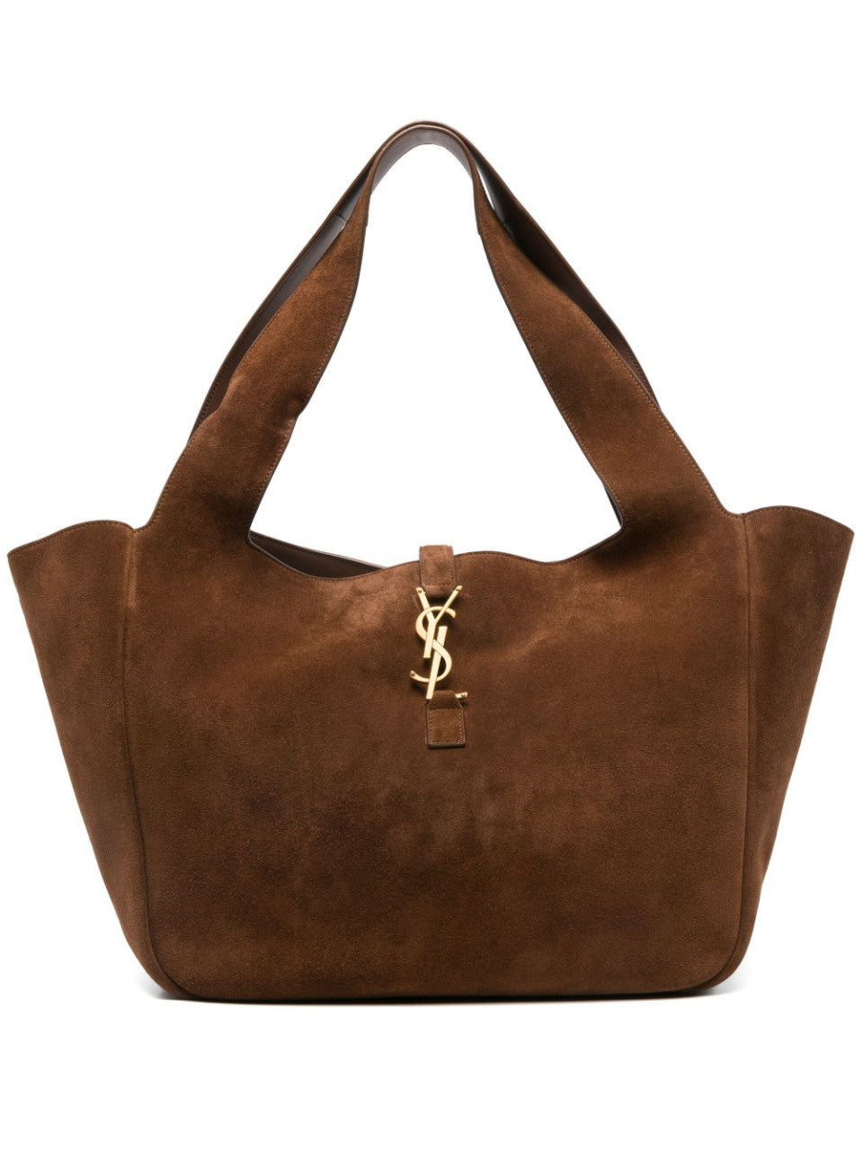 SAINT LAURENT Le 5 a 7 Tote Suede Leather Tote Bag – Brown